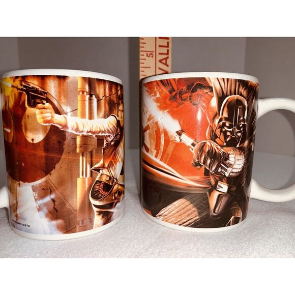 2 STAR WARS Coffee Movie Mugs 2011 Boba Fett Han Solo Vader Skywalker Unused - Picture 8 of 8